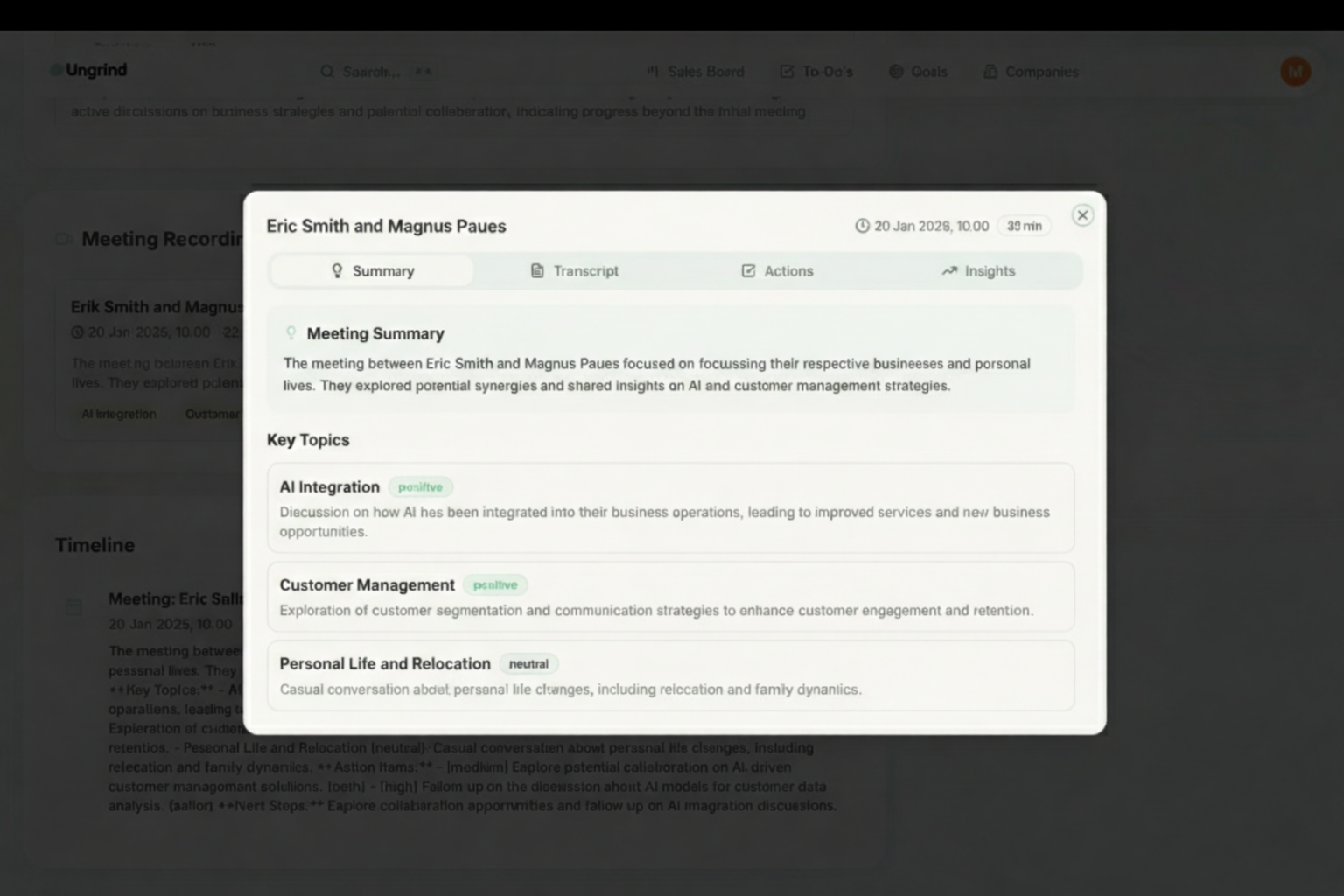 Ungrind AI sales assistant that joins meetings and updates CRM preview
